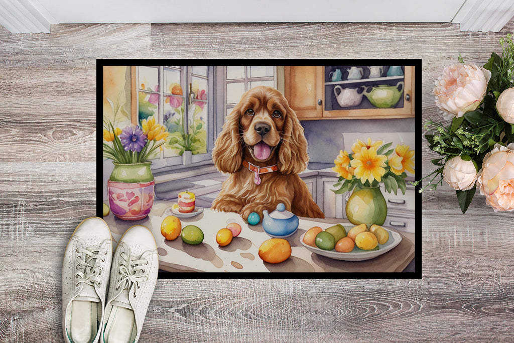 Decorating Easter Cocker Spaniel Doormat Indoor Outdoor 24H X 36W Front Door Mat Rugs for Entryway, Non Slip Washable Low Pile,