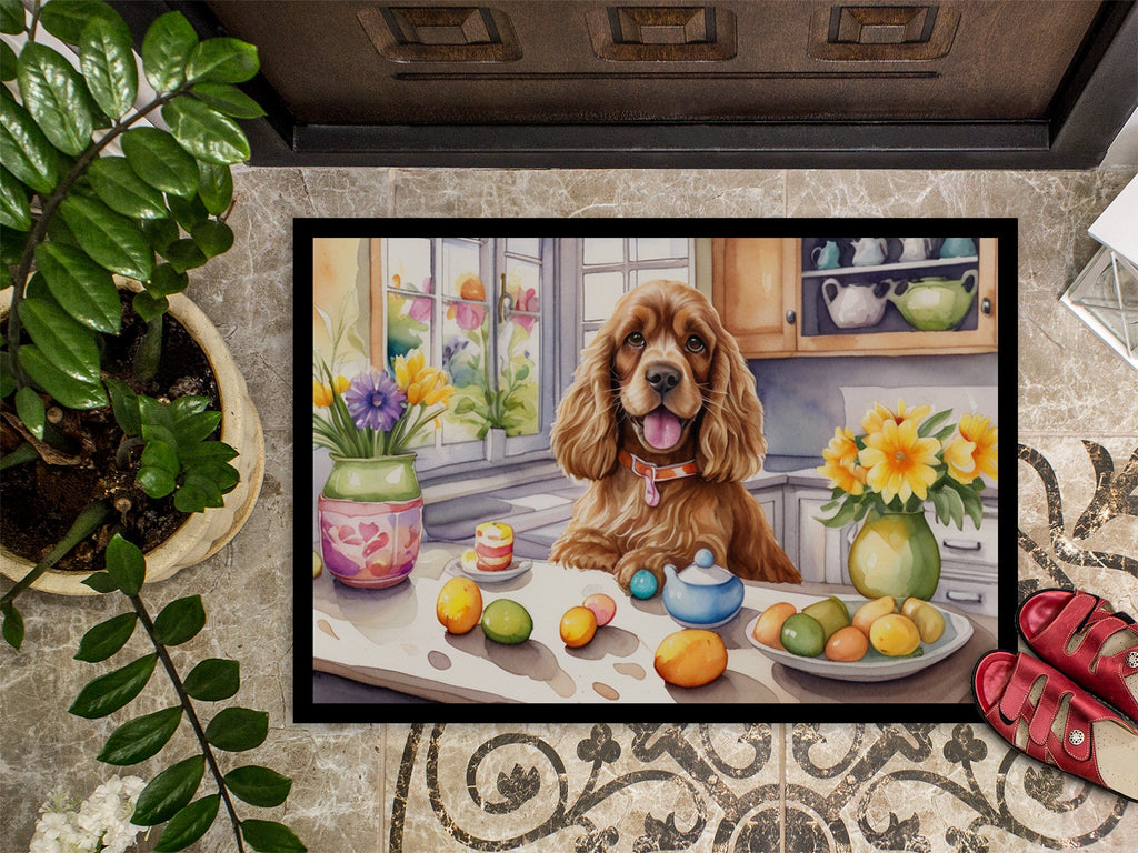 Decorating Easter Cocker Spaniel Doormat Indoor Outdoor 24H X 36W Front Door Mat Rugs for Entryway, Non Slip Washable Low Pile,