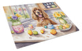 Decorating Easter Cocker Spaniel Cutting Board Tempered Glass Kitchen Cutting Surface, Heat Resistant Chopping, Non-Slip Feet, Food Prep & Serving