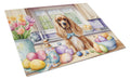 Decorating Easter Cocker Spaniel Cutting Board Tempered Glass Kitchen Cutting Surface, Heat Resistant Chopping, Non-Slip Feet, Food Prep & Serving