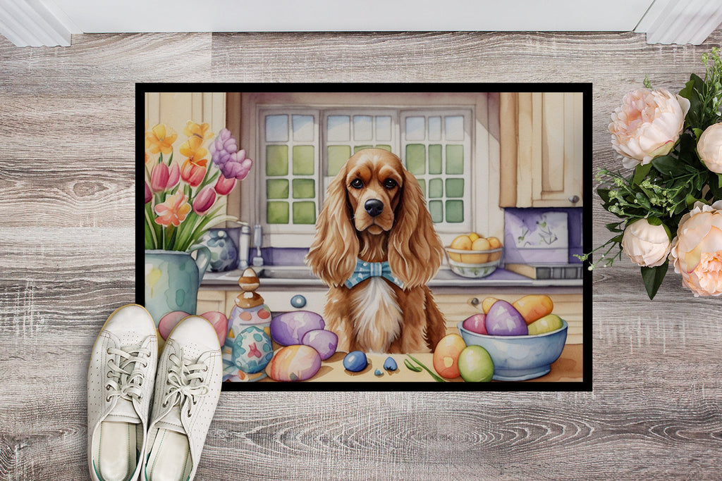 Decorating Easter Cocker Spaniel Doormat Indoor Outdoor 18H X 27W Front Door Mat Rugs for Entryway, Non Slip Washable