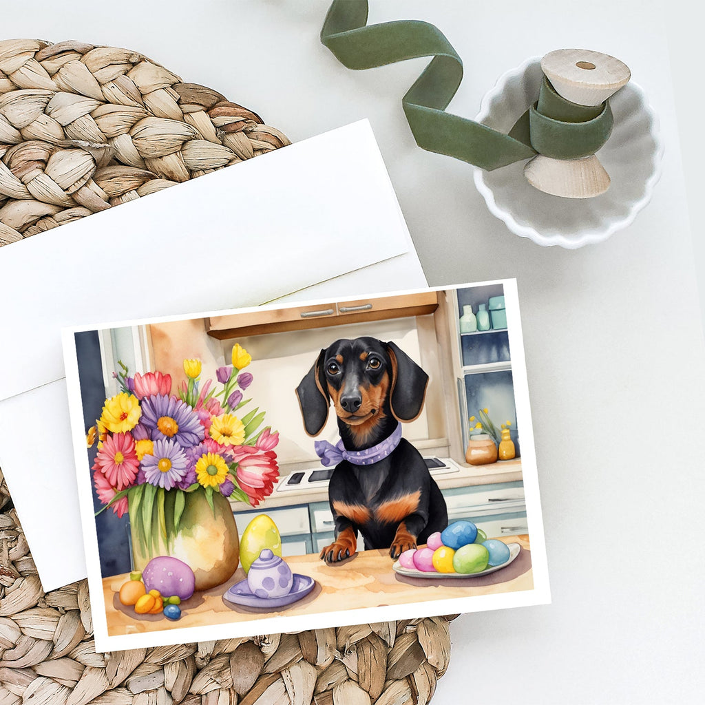 Decorating Easter Dachshund Greeting Cards Pack of 8 Blank Cards with Envelopes Whimsical A7 Size 5x7