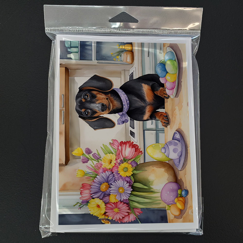 Decorating Easter Dachshund Greeting Cards Pack of 8 Blank Cards with Envelopes Whimsical A7 Size 5x7