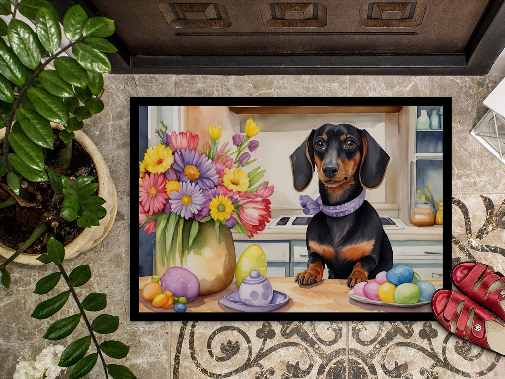 Decorating Easter Dachshund Doormat Indoor Outdoor 24H X 36W Front Door Mat Rugs for Entryway, Non Slip Washable Low Pile,