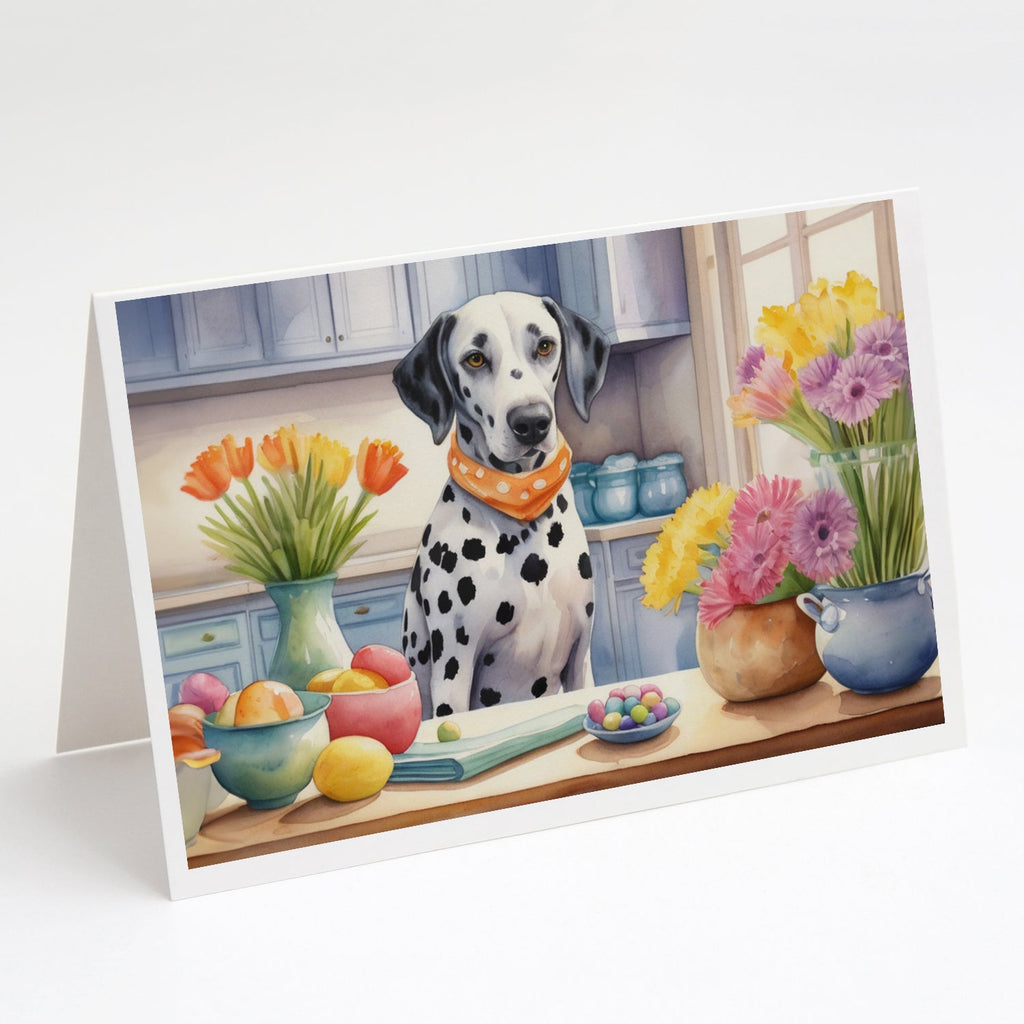Decorating Easter Dalmatian Greeting Cards Pack of 8 Blank Cards with Envelopes Whimsical A7 Size 5x7