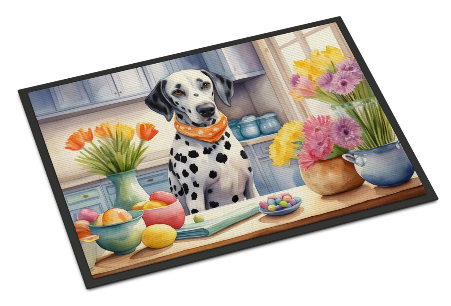 Decorating Easter Dalmatian Doormat Indoor Outdoor 24H X 36W Front Door Mat Rugs for Entryway, Non Slip Washable Low Pile,