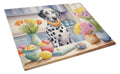 Decorating Easter Dalmatian Cutting Board Tempered Glass Kitchen Cutting Surface, Heat Resistant Chopping, Non-Slip Feet, Food Prep & Serving