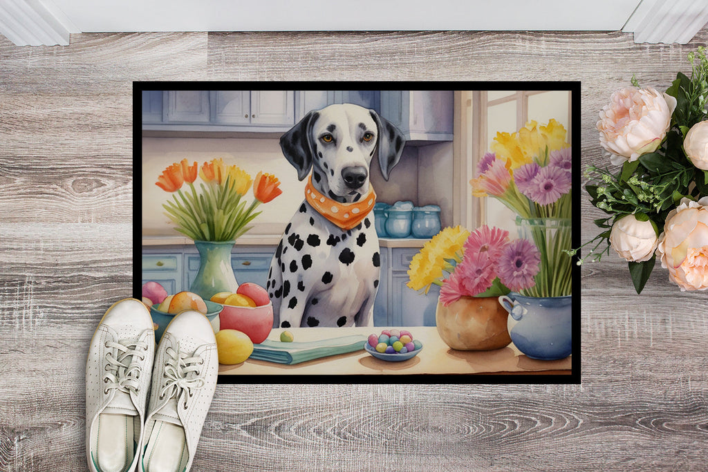 Decorating Easter Dalmatian Doormat Indoor Outdoor 18H X 27W Front Door Mat Rugs for Entryway, Non Slip Washable