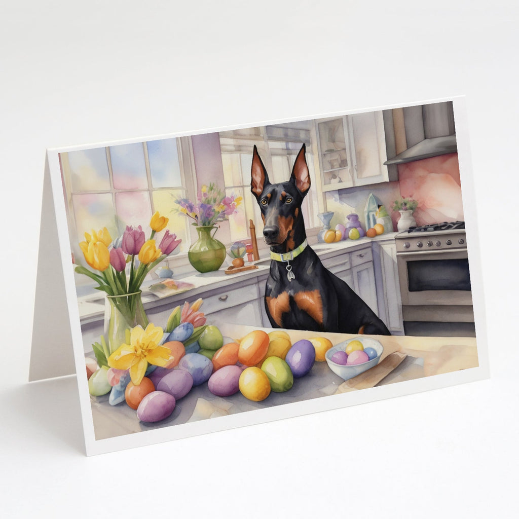 Decorating Easter Doberman Pinscher Greeting Cards Pack of 8 Blank Cards with Envelopes Whimsical A7 Size 5x7