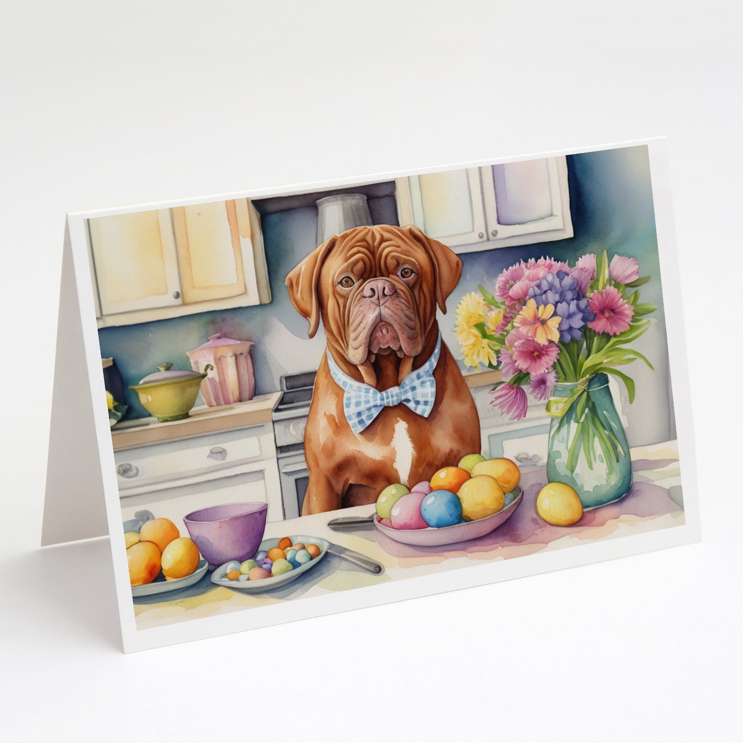 Decorating Easter Dogue de Bordeaux Greeting Cards Pack of 8 Blank Cards with Envelopes Whimsical A7 Size 5x7