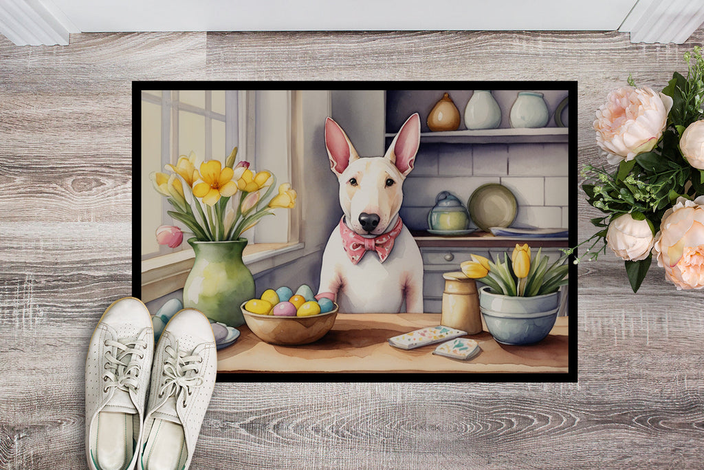 Decorating Easter English Bull Terrier Doormat Indoor Outdoor 24H X 36W Front Door Mat Rugs for Entryway, Non Slip Washable Low Pile,