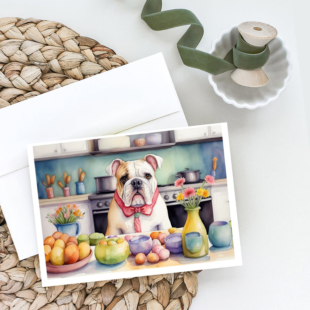 Decorating Easter English Bulldog Greeting Cards Pack of 8 Blank Cards with Envelopes Whimsical A7 Size 5x7
