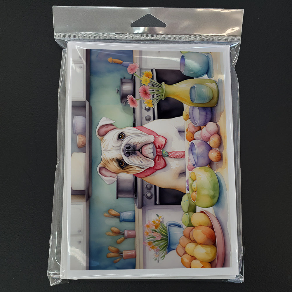 Decorating Easter English Bulldog Greeting Cards Pack of 8 Blank Cards with Envelopes Whimsical A7 Size 5x7