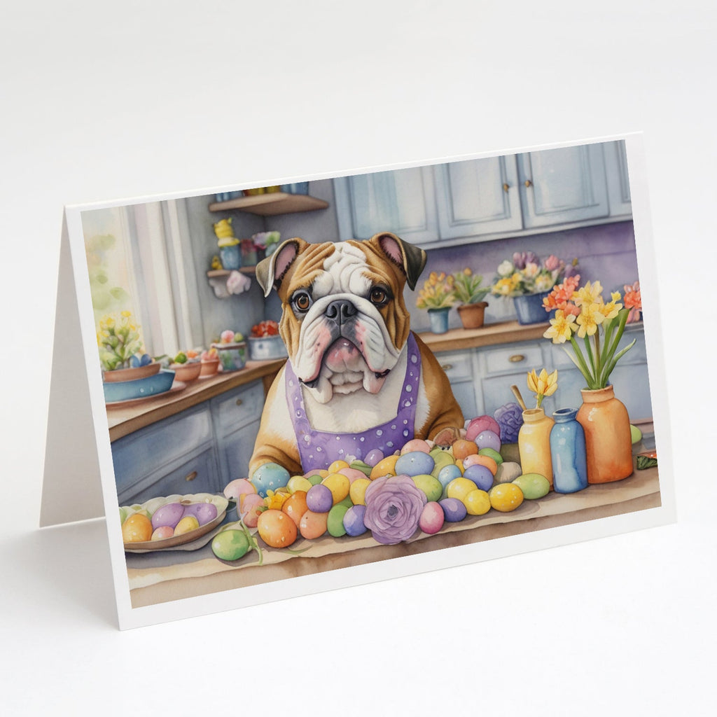 Decorating Easter English Bulldog Greeting Cards Pack of 8 Blank Cards with Envelopes Whimsical A7 Size 5x7