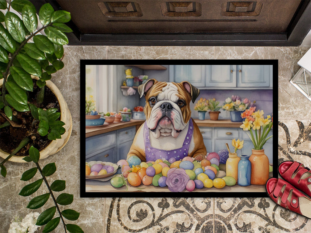 Decorating Easter English Bulldog Doormat Indoor Outdoor 18H X 27W Front Door Mat Rugs for Entryway, Non Slip Washable