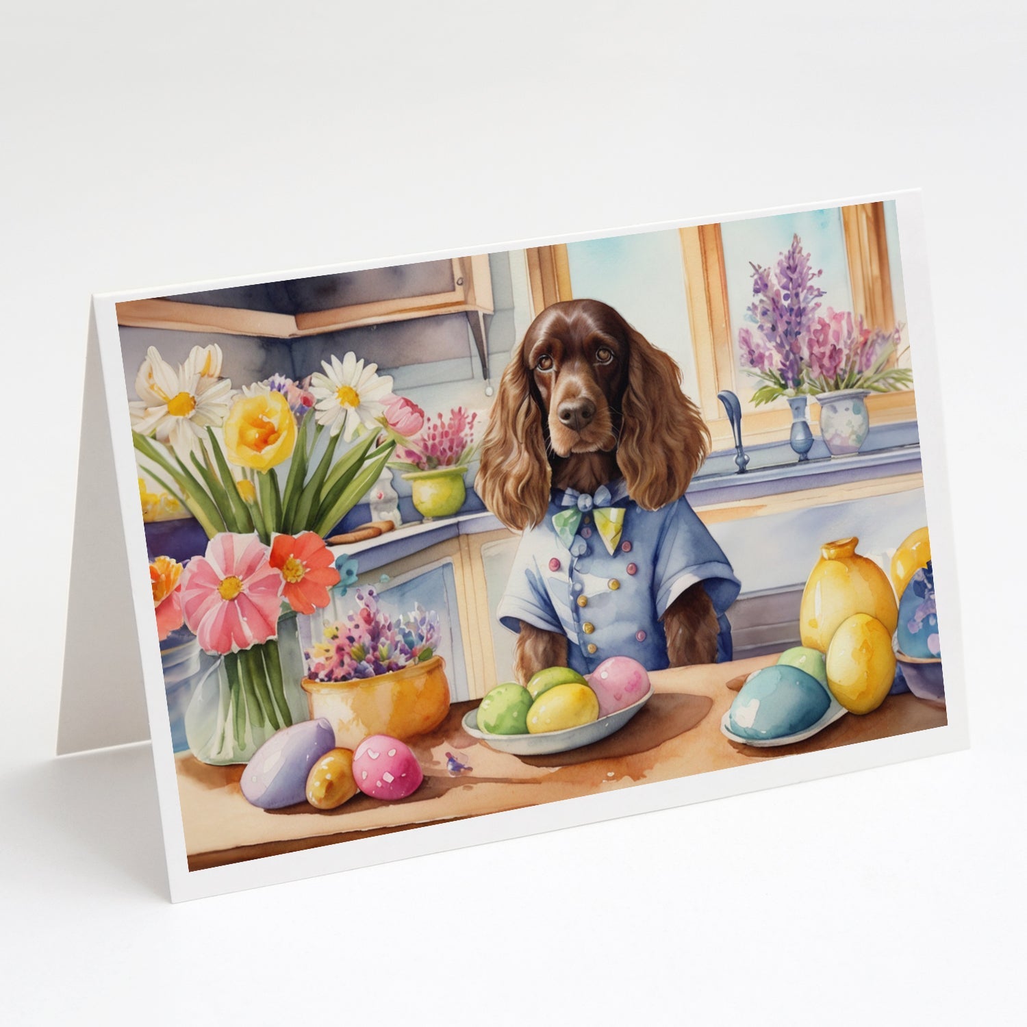 Decorating Easter English Cocker Spaniel Greeting Cards Pack of 8 Blank Cards with Envelopes Whimsical A7 Size 5x7