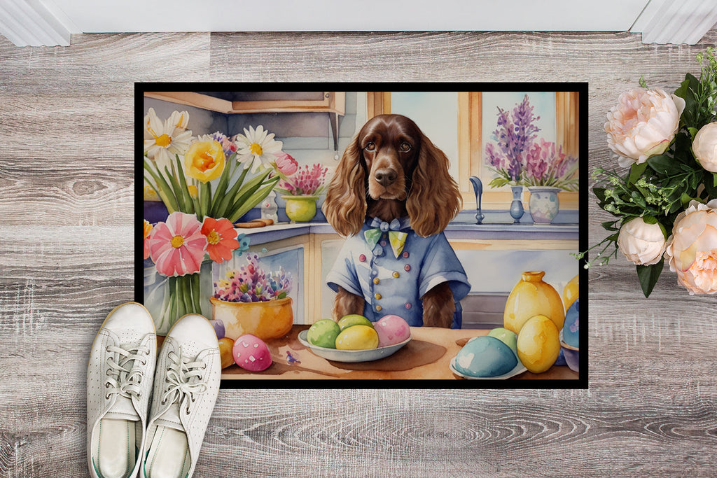 Decorating Easter English Cocker Spaniel Doormat Indoor Outdoor 18H X 27W Front Door Mat Rugs for Entryway, Non Slip Washable