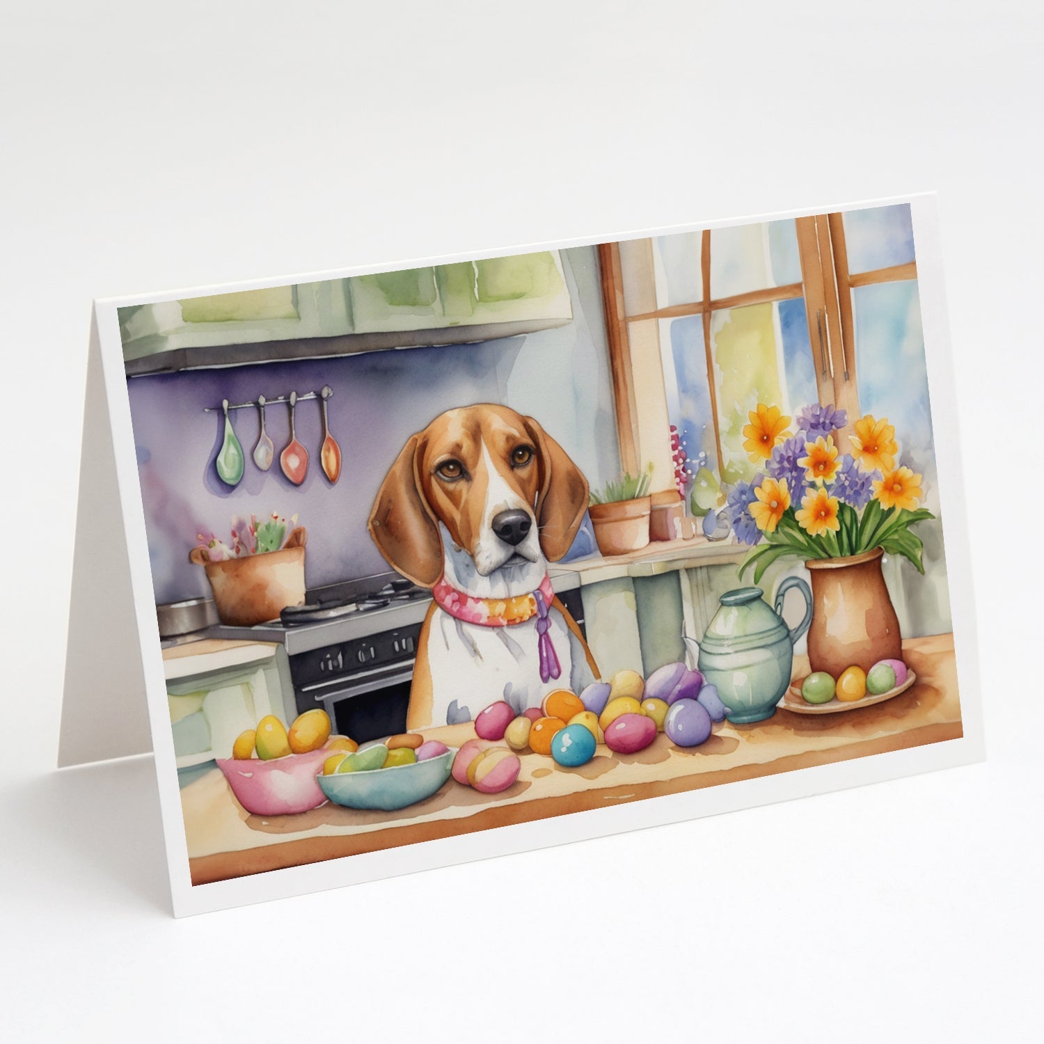 Decorating Easter English Foxhound Greeting Cards Pack of 8 Blank Cards with Envelopes Whimsical A7 Size 5x7