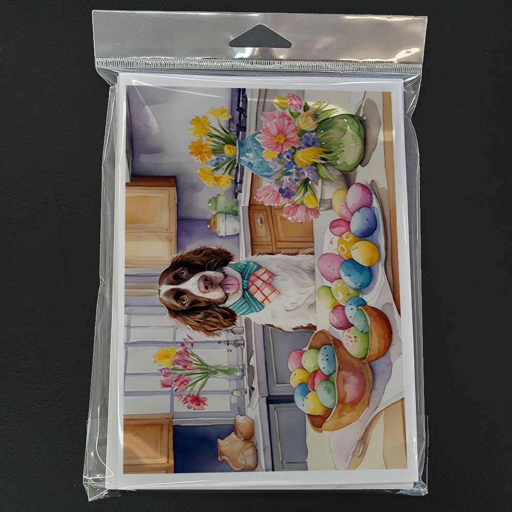 Decorating Easter English Springer Spaniel Greeting Cards Pack of 8 Blank Cards with Envelopes Whimsical A7 Size 5x7