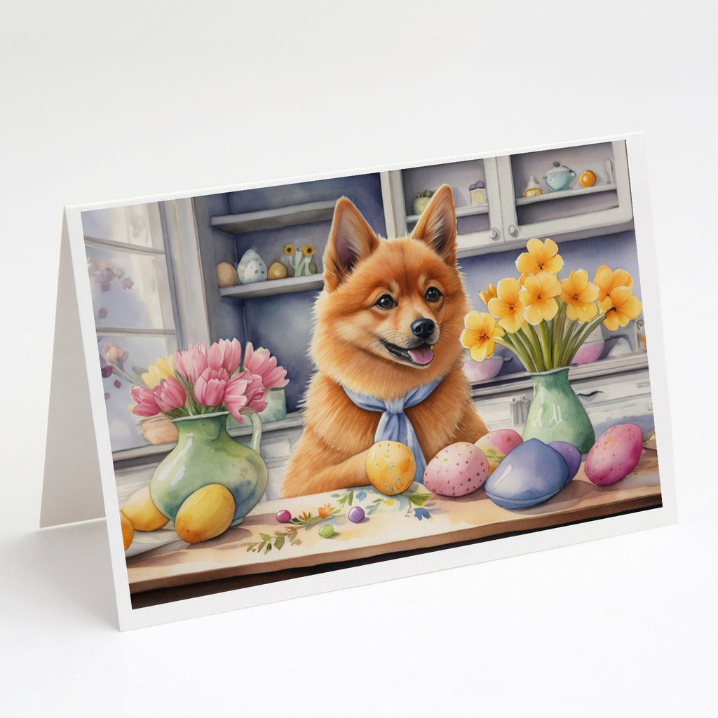 Decorating Easter Finnish Spitz Greeting Cards Pack of 8 Blank Cards with Envelopes Whimsical A7 Size 5x7