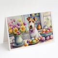 Decorating Easter Fox Terrier Greeting Cards Pack of 8 Blank Cards with Envelopes Whimsical A7 Size 5x7