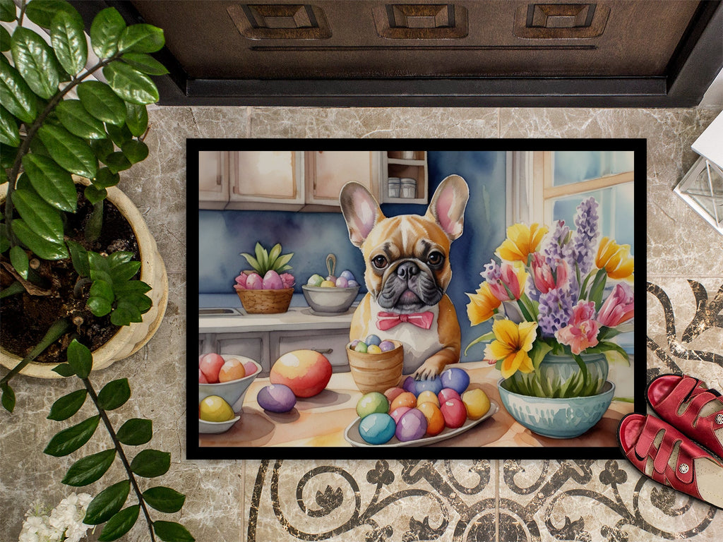 Decorating Easter French Bulldog Doormat Indoor Outdoor 24H X 36W Front Door Mat Rugs for Entryway, Non Slip Washable Low Pile,