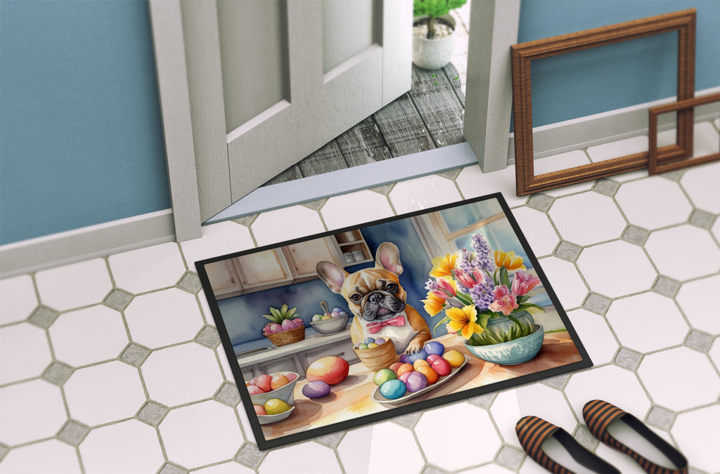 Decorating Easter French Bulldog Doormat Indoor Outdoor 18H X 27W Front Door Mat Rugs for Entryway, Non Slip Washable