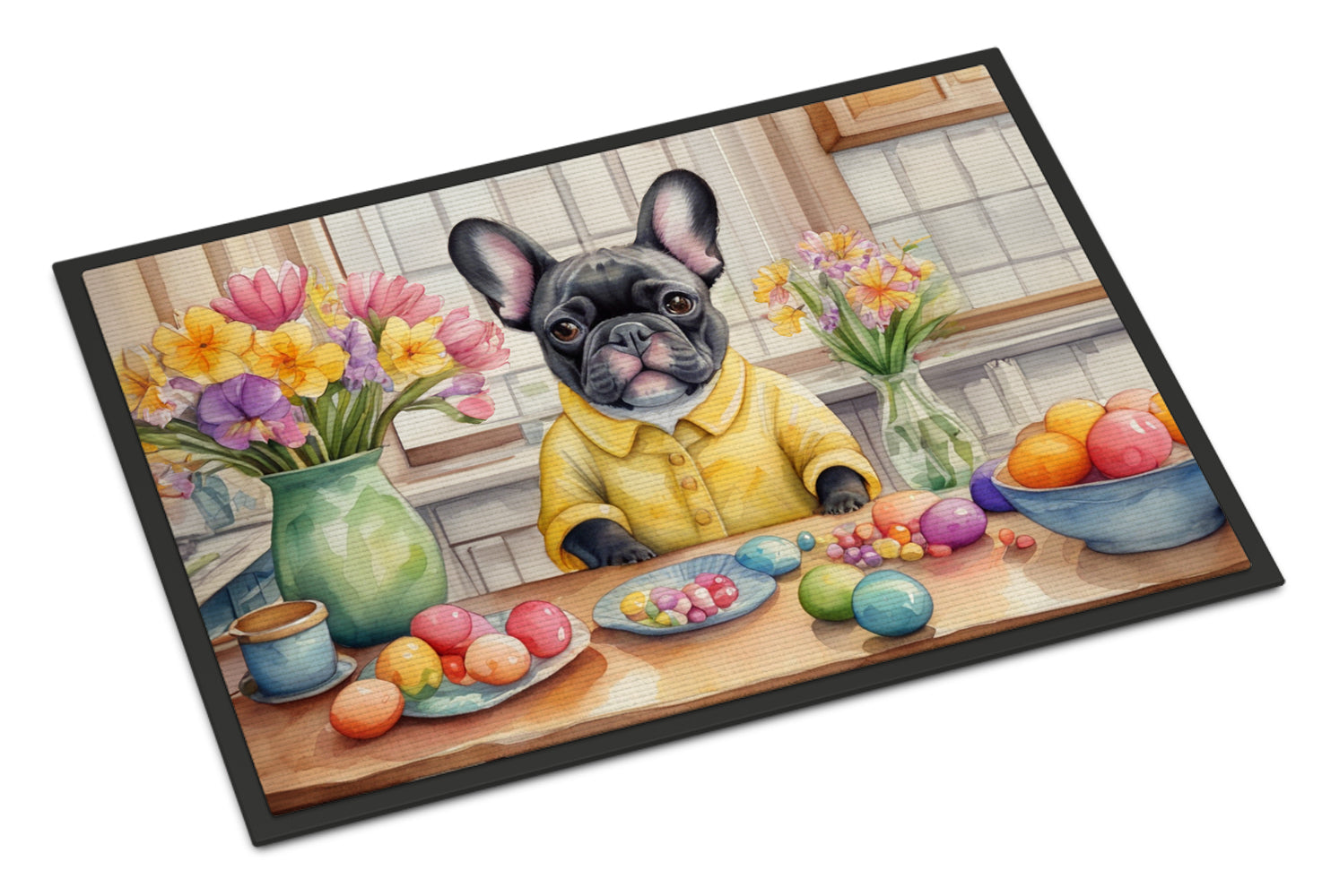 Decorating Easter French Bulldog Doormat Indoor Outdoor 24H X 36W Front Door Mat Rugs for Entryway, Non Slip Washable Low Pile,