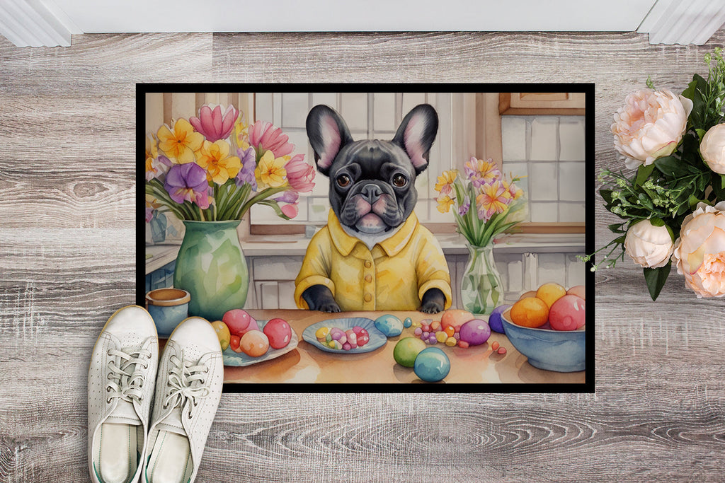 Decorating Easter French Bulldog Doormat Indoor Outdoor 24H X 36W Front Door Mat Rugs for Entryway, Non Slip Washable Low Pile,