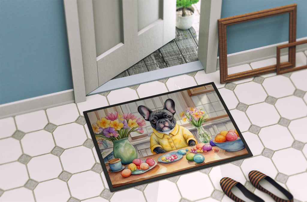 Decorating Easter French Bulldog Doormat Indoor Outdoor 18H X 27W Front Door Mat Rugs for Entryway, Non Slip Washable