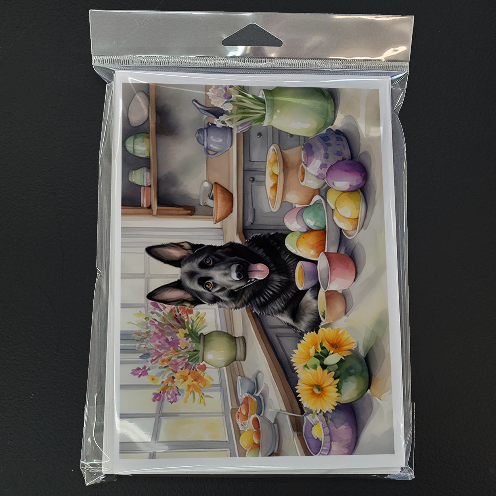 Decorating Easter German Shepherd Greeting Cards Pack of 8 Blank Cards with Envelopes Whimsical A7 Size 5x7