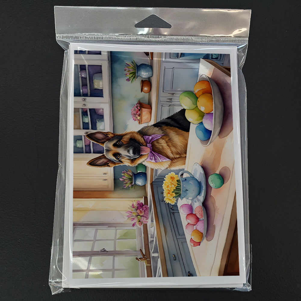 Decorating Easter German Shepherd Greeting Cards Pack of 8 Blank Cards with Envelopes Whimsical A7 Size 5x7