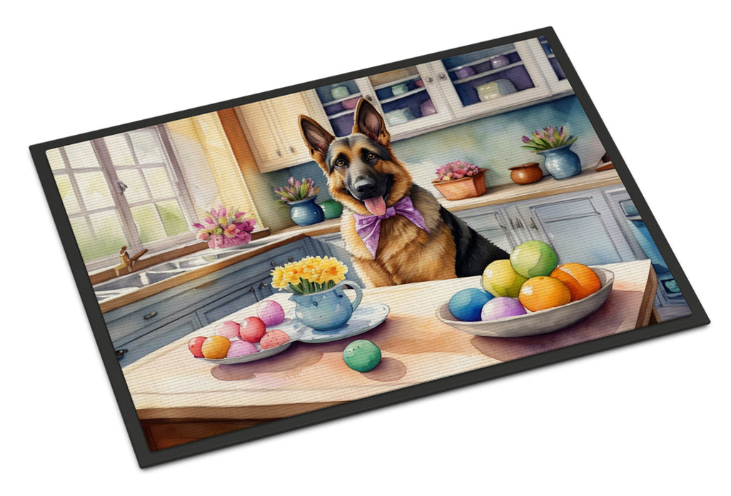 Decorating Easter German Shepherd Doormat Indoor Outdoor 24H X 36W Front Door Mat Rugs for Entryway, Non Slip Washable Low Pile,