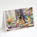 Decorating Easter German Shepherd Greeting Cards Pack of 8 Blank Cards with Envelopes Whimsical A7 Size 5x7
