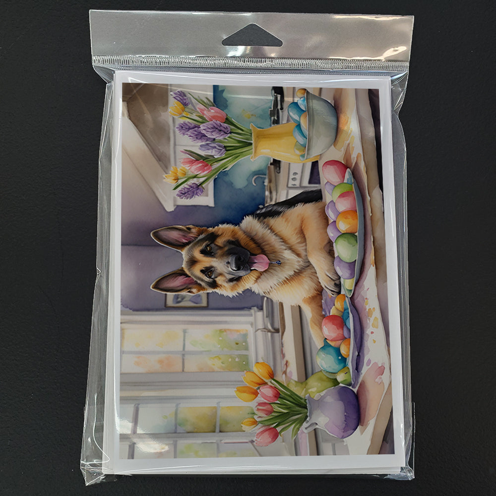 Decorating Easter German Shepherd Greeting Cards Pack of 8 Blank Cards with Envelopes Whimsical A7 Size 5x7