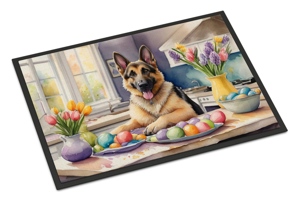 Decorating Easter German Shepherd Doormat Indoor Outdoor 24H X 36W Front Door Mat Rugs for Entryway, Non Slip Washable Low Pile,