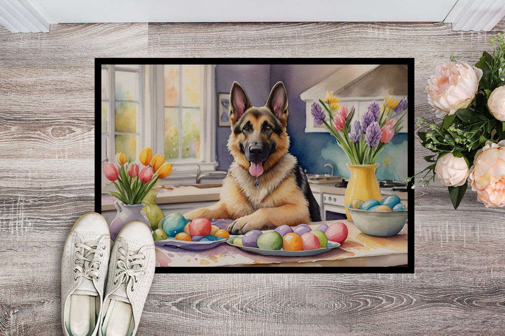 Decorating Easter German Shepherd Doormat Indoor Outdoor 18H X 27W Front Door Mat Rugs for Entryway, Non Slip Washable