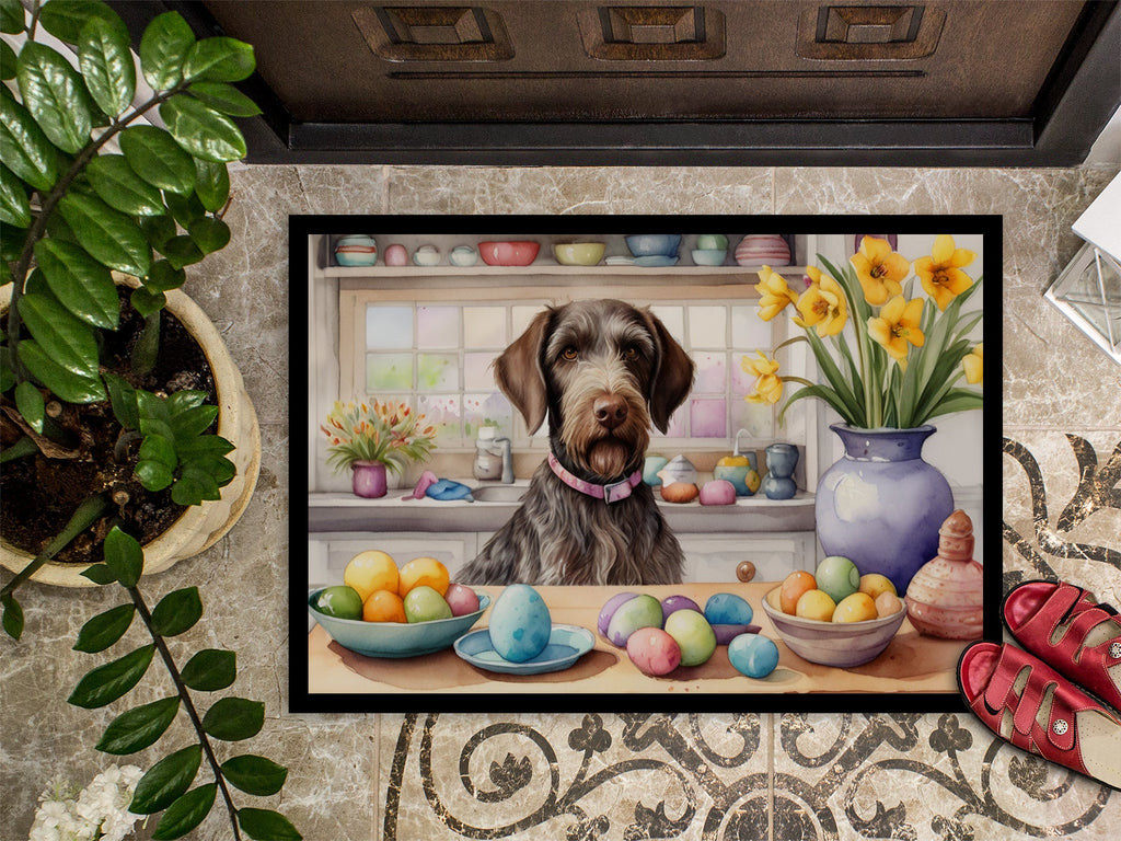Decorating Easter German Wirehaired Pointer Doormat Indoor Outdoor 18H X 27W Front Door Mat Rugs for Entryway, Non Slip Washable