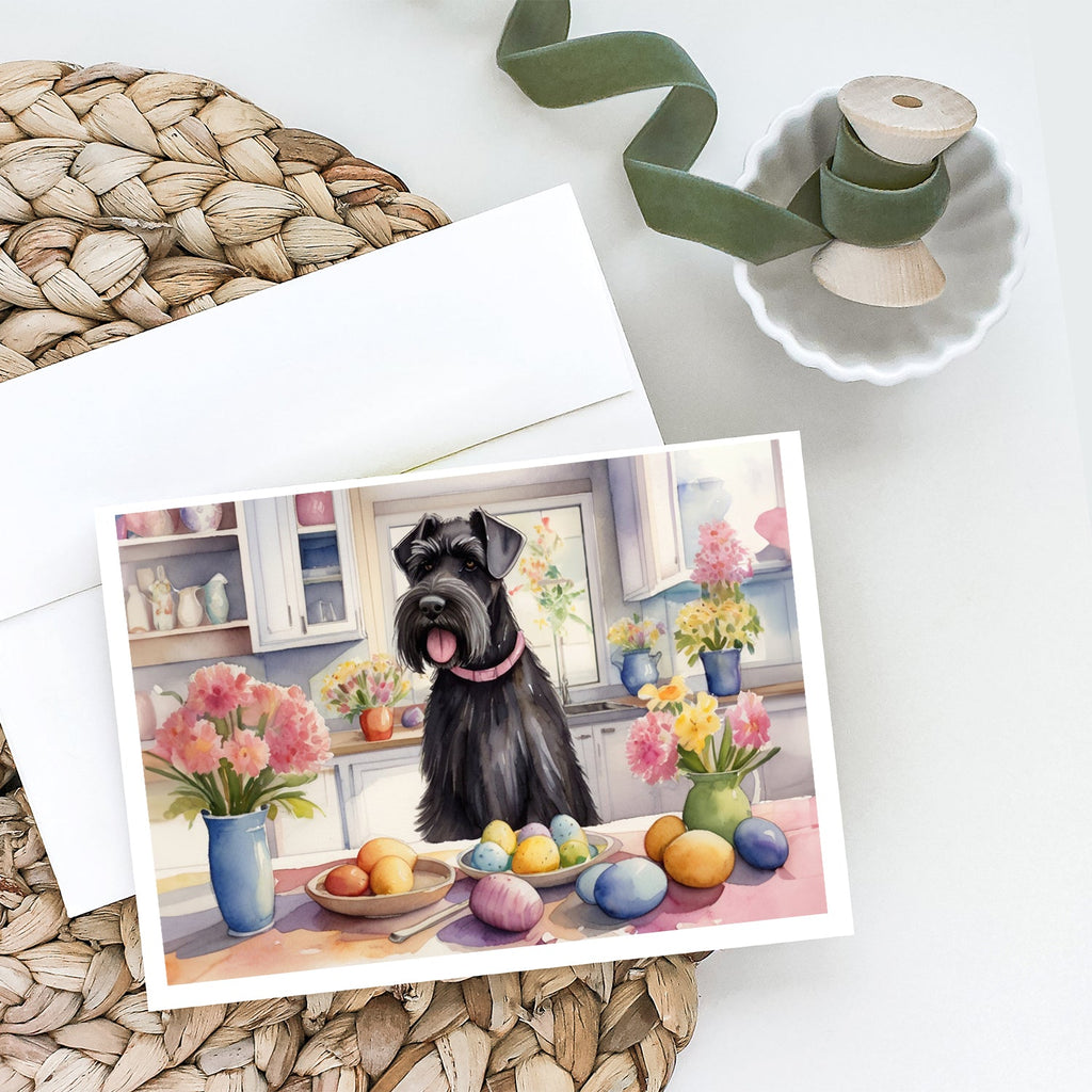 Decorating Easter Giant Schnauzer Greeting Cards Pack of 8 Blank Cards with Envelopes Whimsical A7 Size 5x7