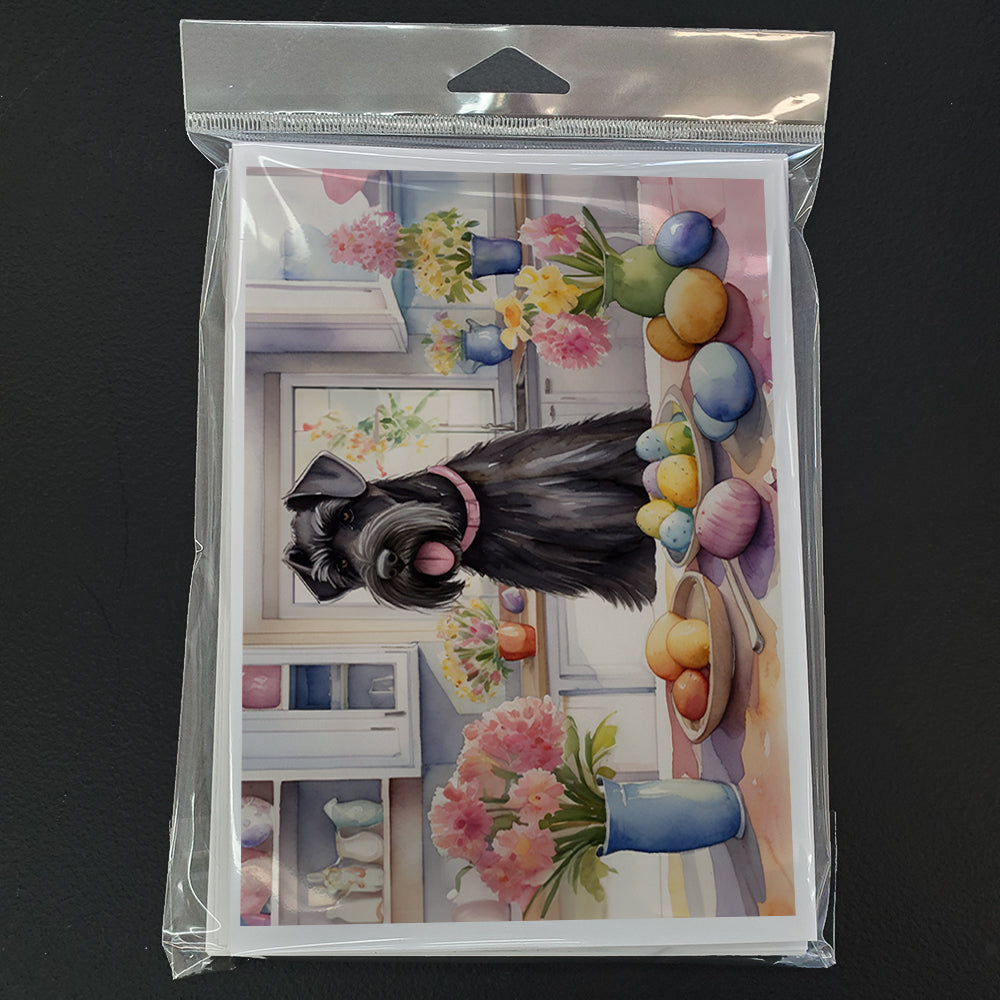 Decorating Easter Giant Schnauzer Greeting Cards Pack of 8 Blank Cards with Envelopes Whimsical A7 Size 5x7