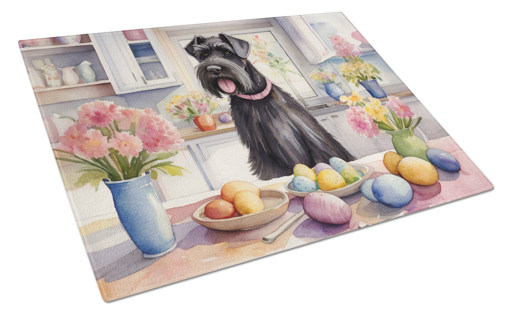 Decorating Easter Giant Schnauzer Cutting Board Tempered Glass Kitchen Cutting Surface, Heat Resistant Chopping, Non-Slip Feet, Food Prep & Serving