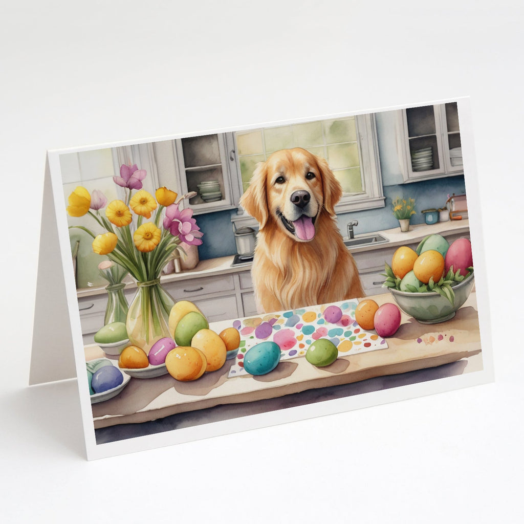Decorating Easter Golden Retriever Greeting Cards Pack of 8 Blank Cards with Envelopes Whimsical A7 Size 5x7