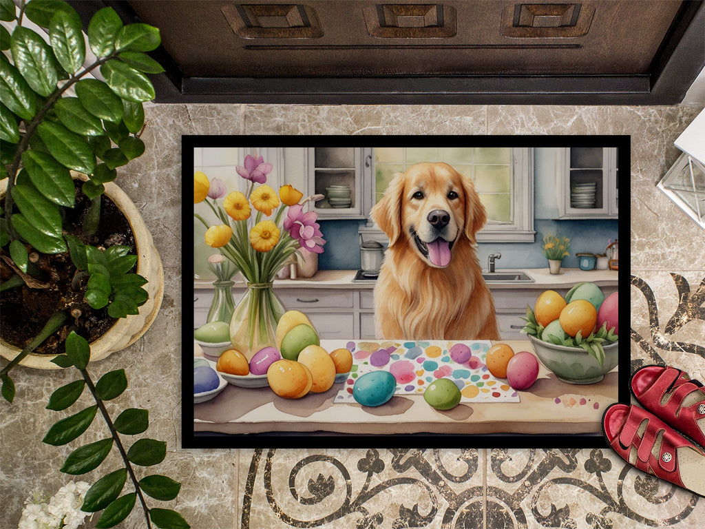 Decorating Easter Golden Retriever Doormat Indoor Outdoor 18H X 27W Front Door Mat Rugs for Entryway, Non Slip Washable
