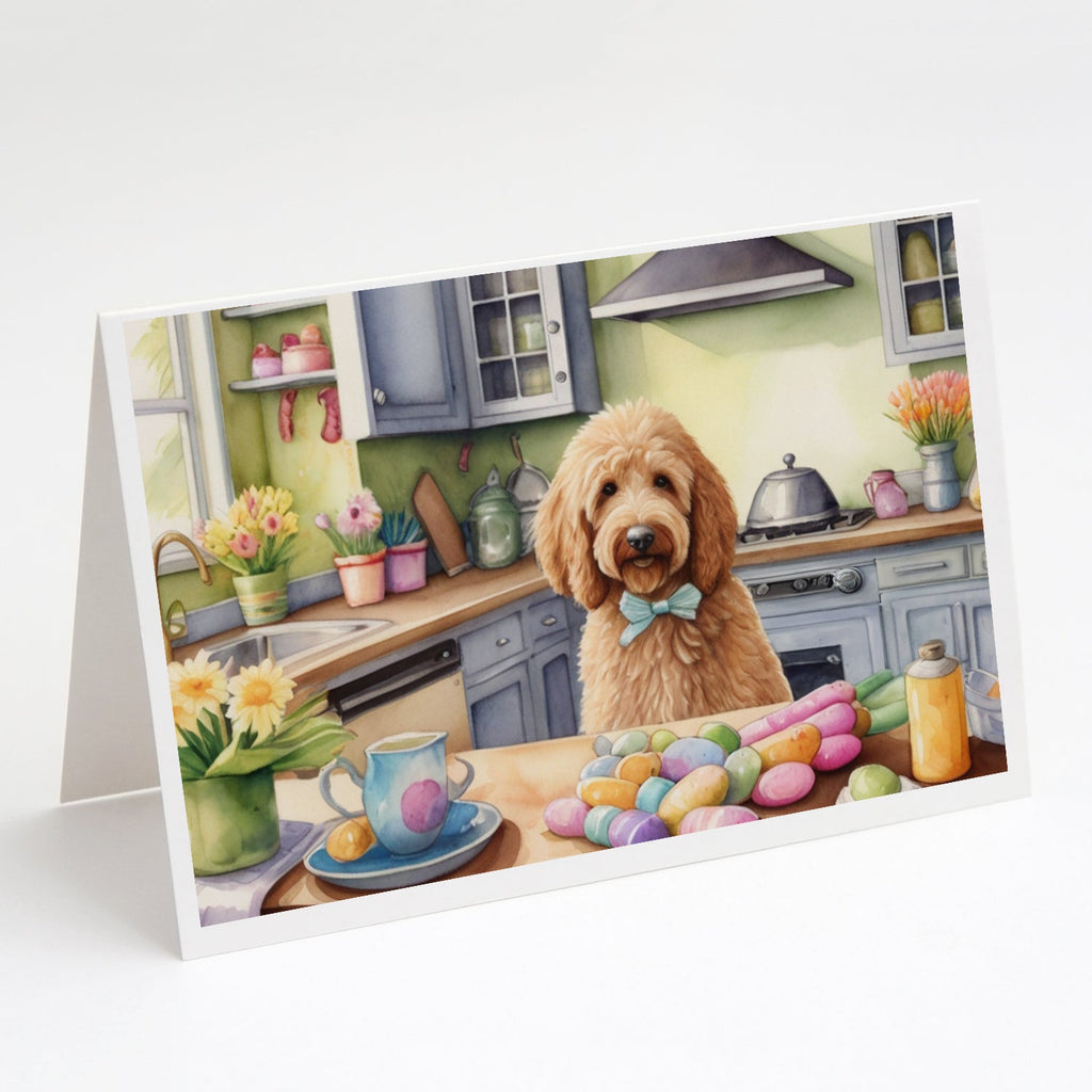 Decorating Easter Goldendoodle Greeting Cards Pack of 8 Blank Cards with Envelopes Whimsical A7 Size 5x7