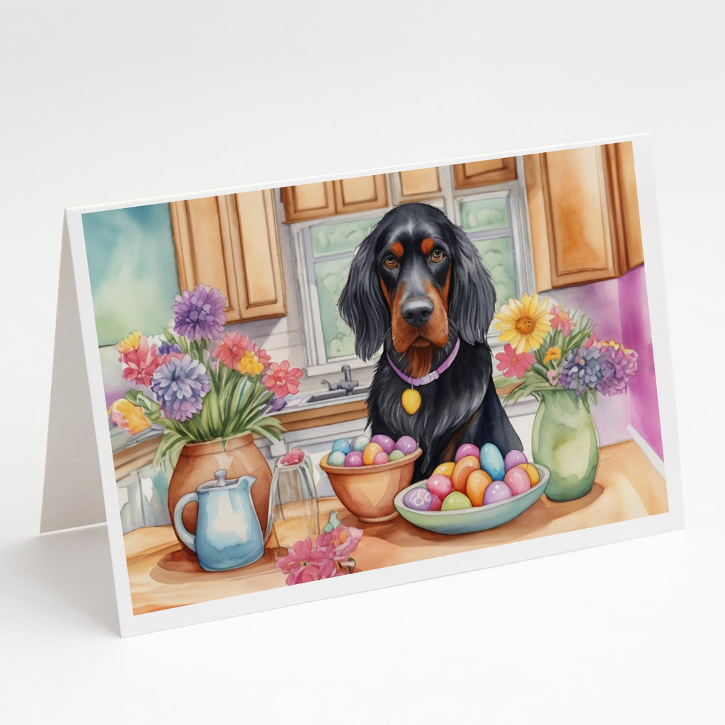 Decorating Easter Gordon Setter Greeting Cards Pack of 8 Blank Cards with Envelopes Whimsical A7 Size 5x7