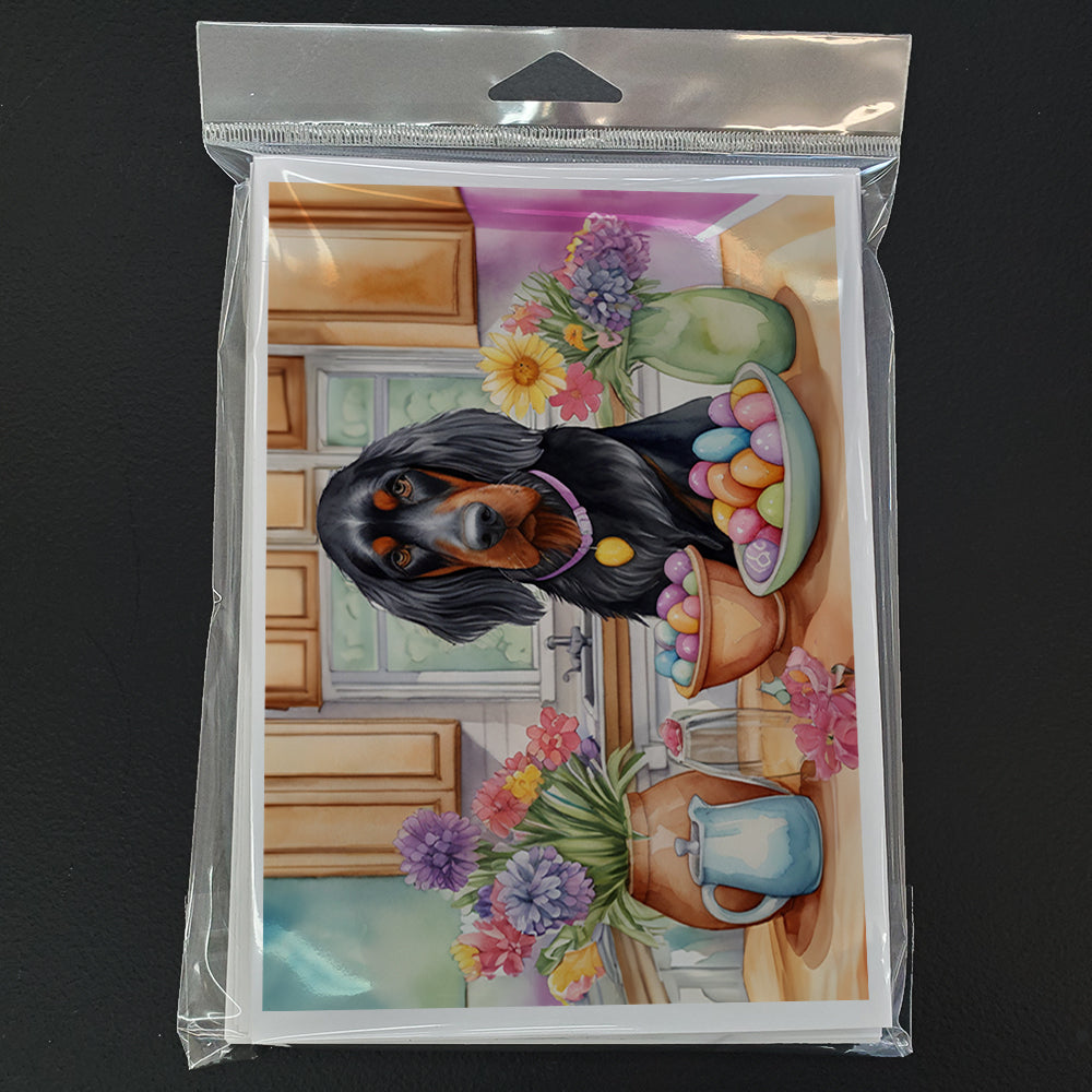 Decorating Easter Gordon Setter Greeting Cards Pack of 8 Blank Cards with Envelopes Whimsical A7 Size 5x7