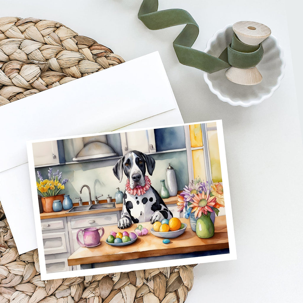 Decorating Easter Great Dane Greeting Cards Pack of 8 Blank Cards with Envelopes Whimsical A7 Size 5x7