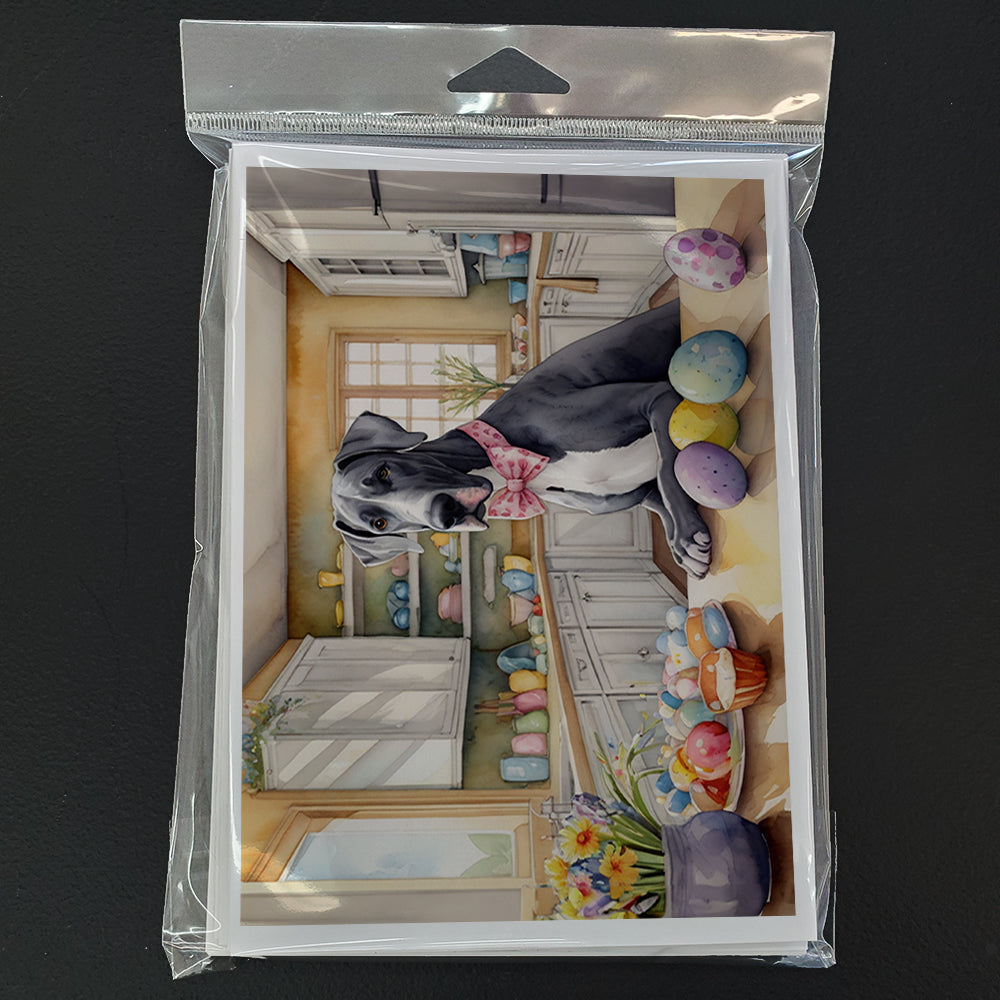 Decorating Easter Great Dane Greeting Cards Pack of 8 Blank Cards with Envelopes Whimsical A7 Size 5x7
