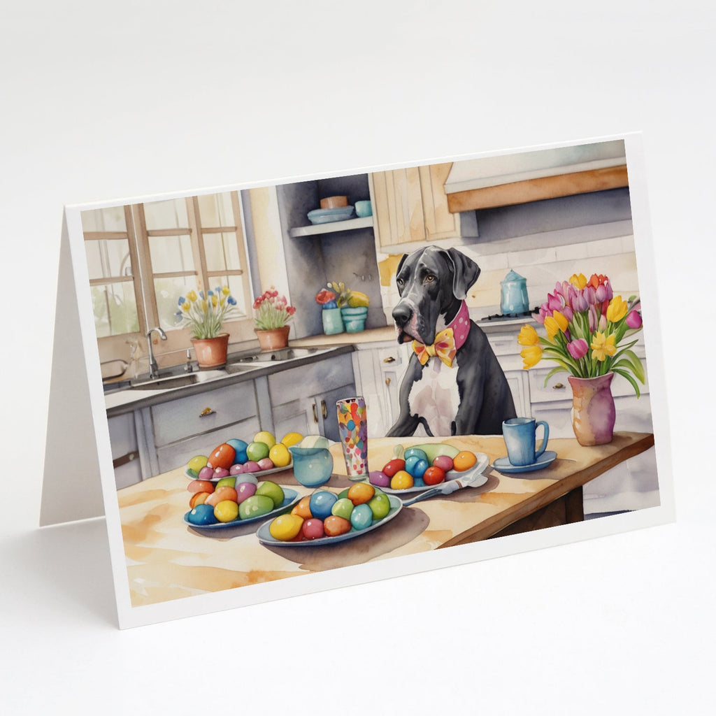 Decorating Easter Great Dane Greeting Cards Pack of 8 Blank Cards with Envelopes Whimsical A7 Size 5x7