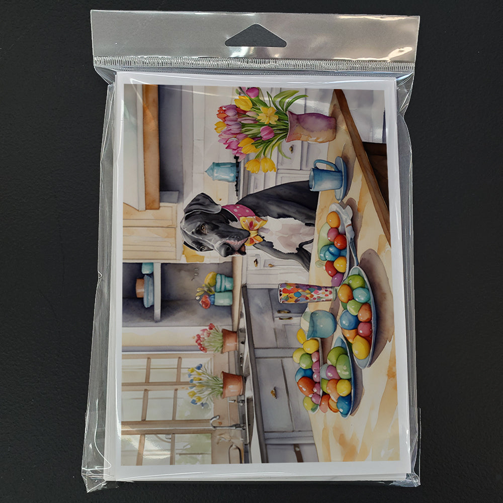 Decorating Easter Great Dane Greeting Cards Pack of 8 Blank Cards with Envelopes Whimsical A7 Size 5x7